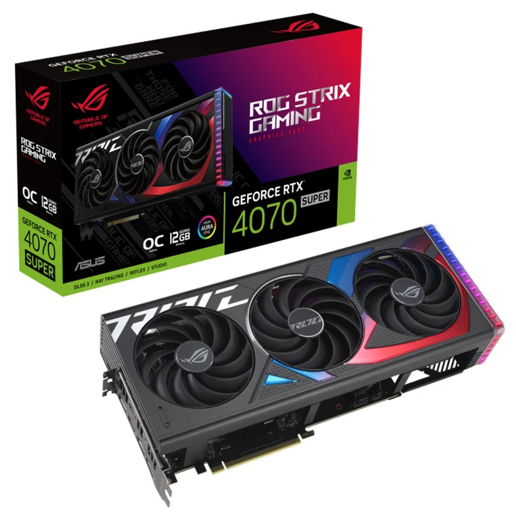 Used ASUS ROG Strix GeForce RTX 4070 SUPER 12GB GDDR6X OC Edition Gaming Graphics Card with AI Design Intelligent Learning GPU