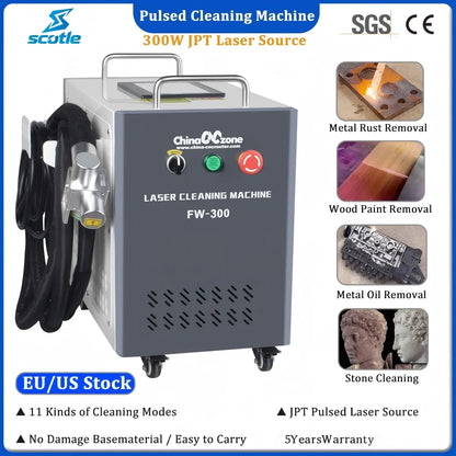 Scotle EU Warehouse 300W Air-cooled JPT 2mj 5mj 15mj Pulsed Laser Cleaning Machine Cleaner for Metal Wood Clean Oil/Paint Remove