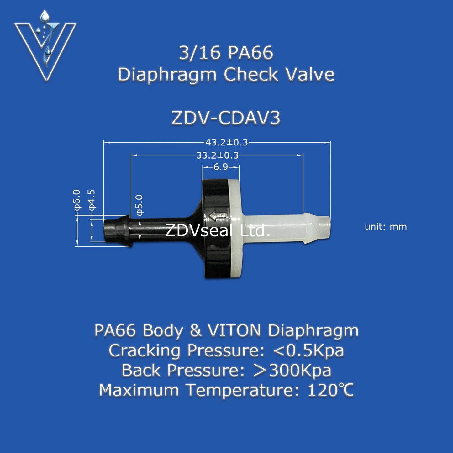 ZDVseal 3/8 Inch Nylon 66 Diaphragm Check Valve with Barbed End for 8mm Hose Automotive Oil Ink Water and Gas Systems