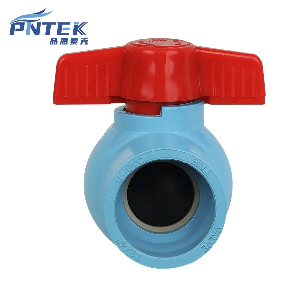 PVC Compact Ball Valve With Bule Body PP Butterfly Handle Strong Ball Valves Ro Uv