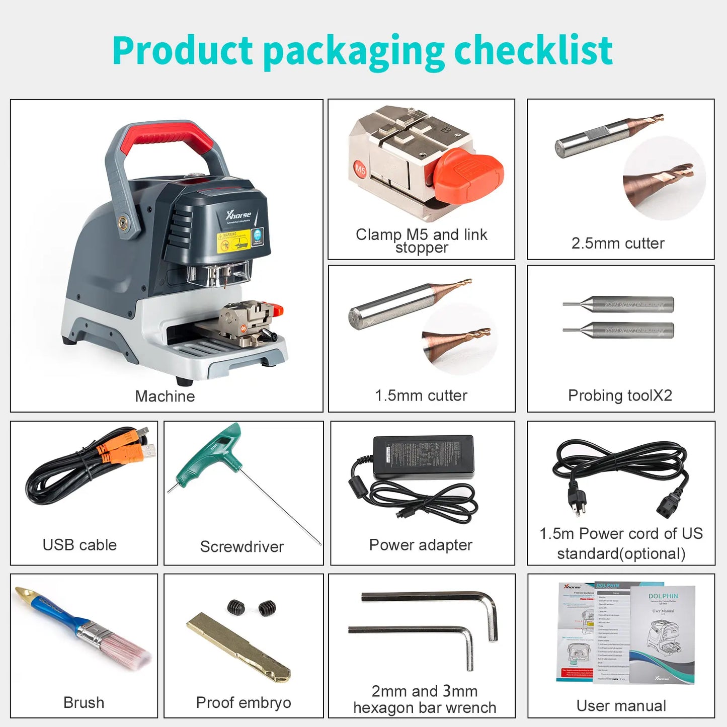 2026 Xhorse Dolphin XP-005 XP005 XP0501EN Key Cutting Machine With M5 Clamp