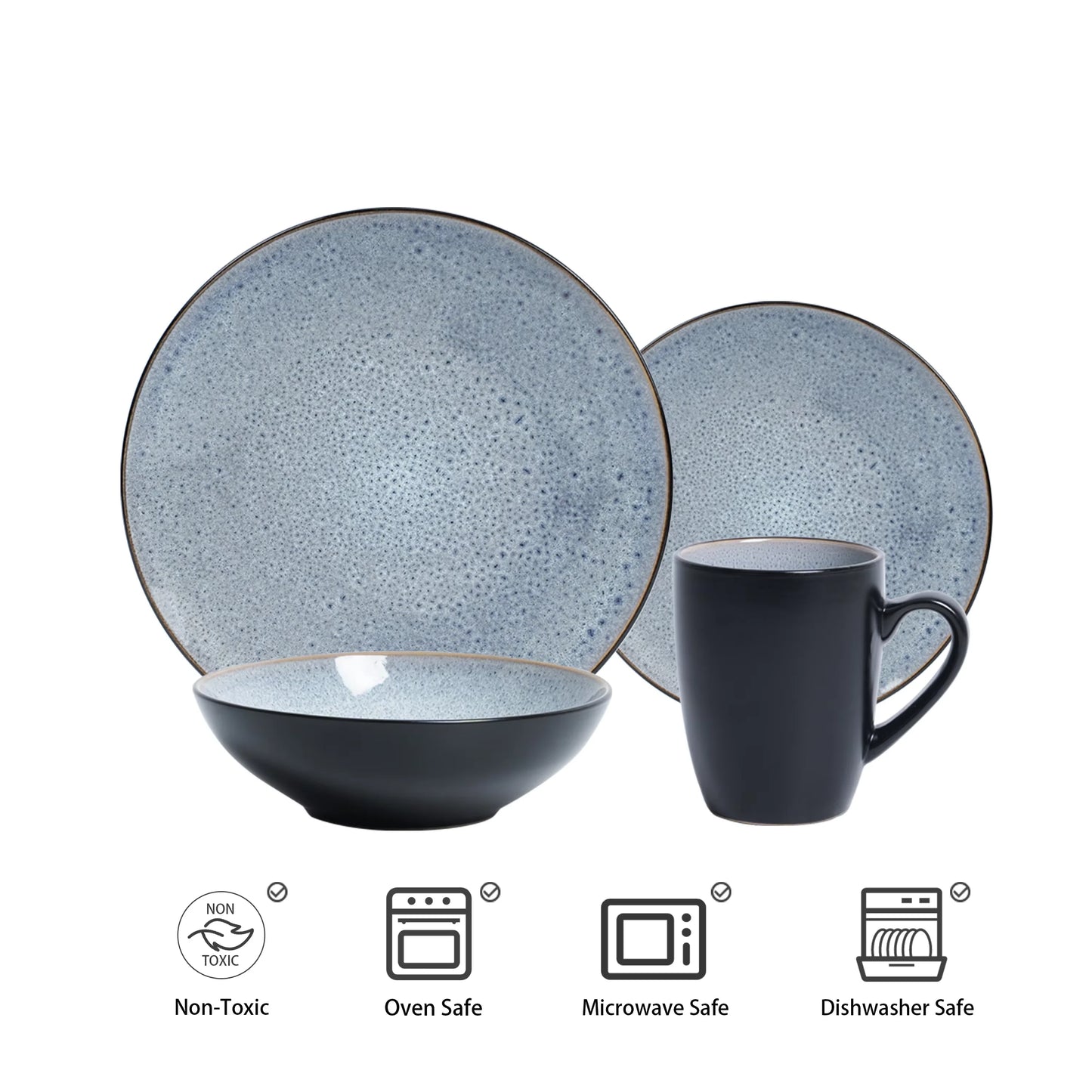 16 Pc Grey Modern Reactive Glaze Stone Tool Set Popular Kitchen Ceramic Set Ceramic Coffee Cup and Tableware Set Kitchen