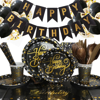 92Pcs/Set In-Stock Hot Stamping Series Kit Party Supplies Disposable Tableware Set for Birthday Festival Party Tableware Decor