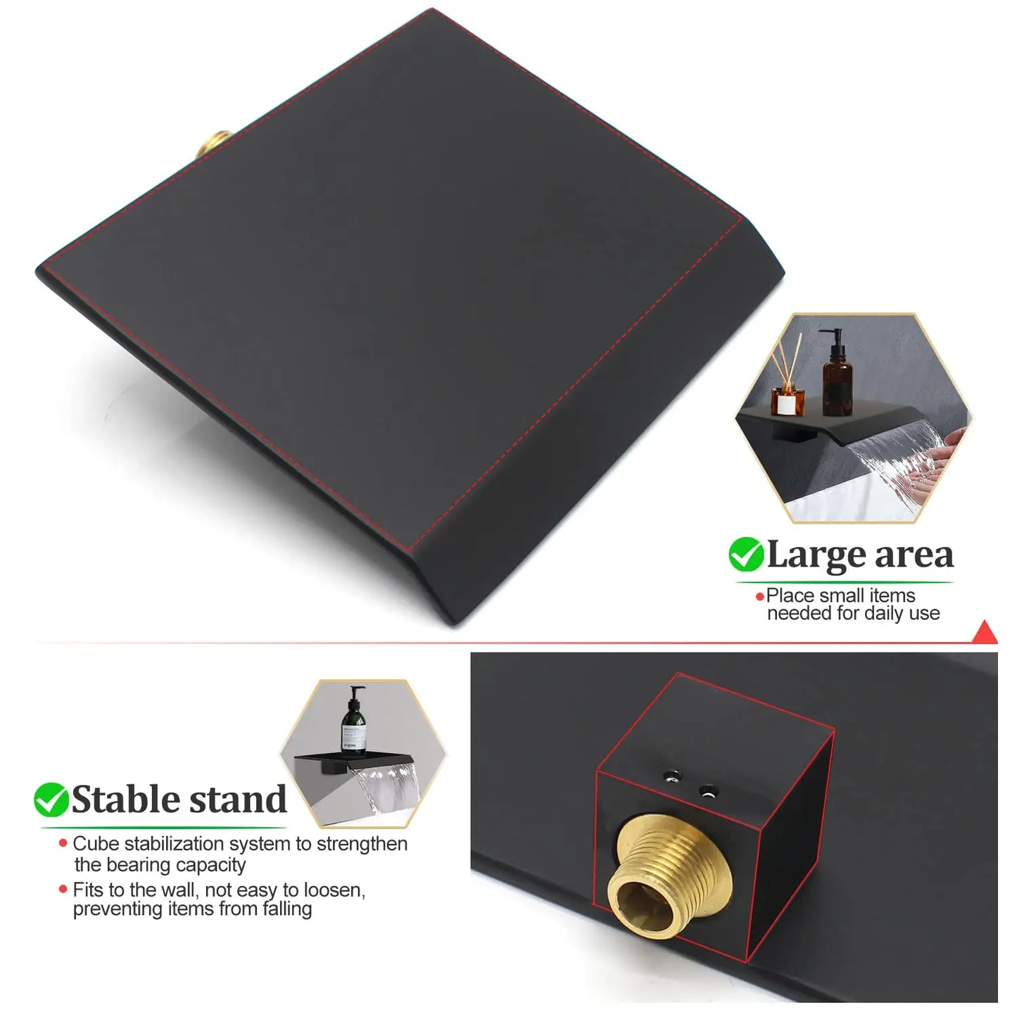 In Wall Concealed Basin Faucet Matte  Black  Waterfall Split Faucet All Copper Main Body Faucet