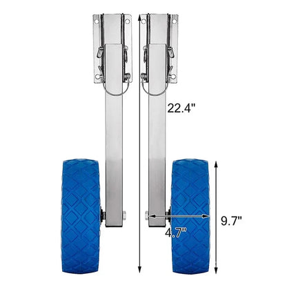 Dinghy Wheels Folding Flip-up Inflatable Boat Kayak Canoe Launching Wheels Stainless Steel Trailer Dolly Towing Cart