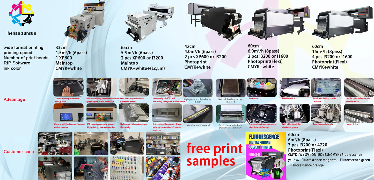 Zunsunjet Dtf Printer 30 Cm Single Xp600 Dtf 2Head Dtf T-Shirt Printing Machine Printer Bundle With Film and Ink