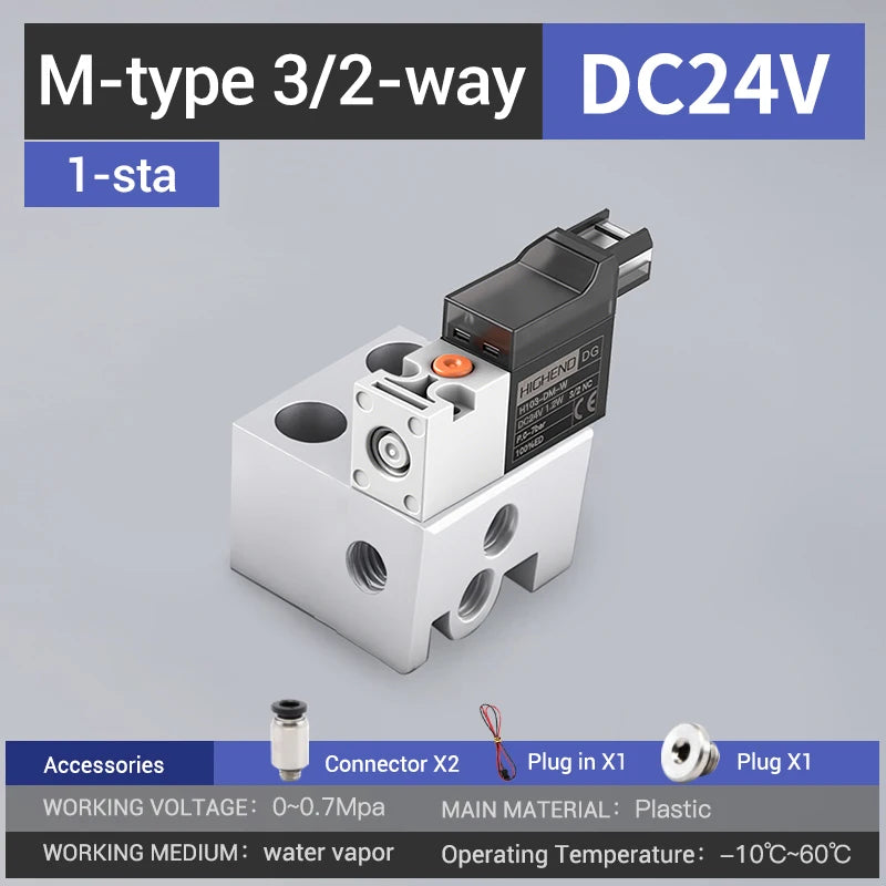 Highend 3/2 Way Direct Acting Mini Solenoid Valve 24v 10mm L/M/G-type Vacuum  Plastic Mini Sock Knitting Solenoid Valve