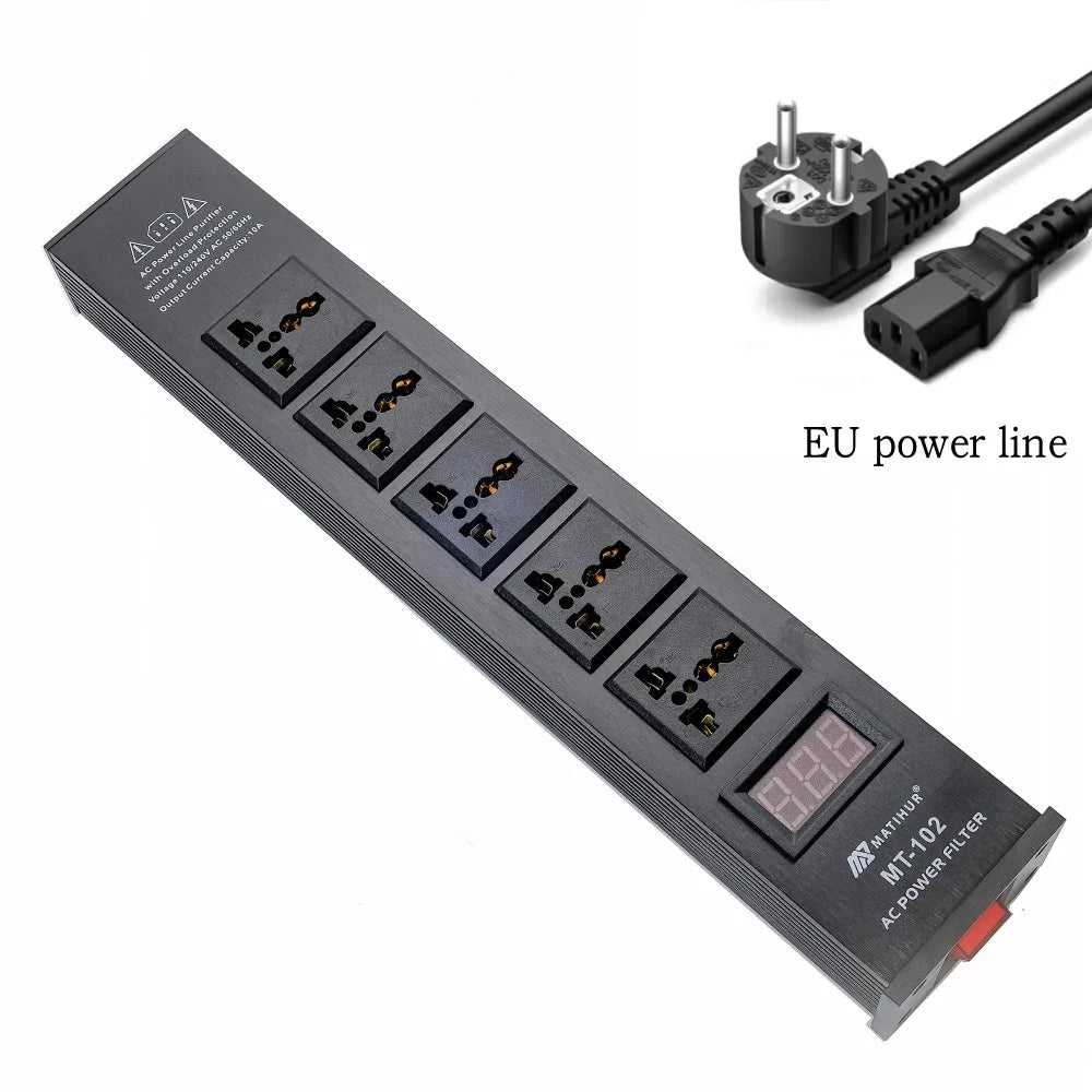 Matihur MT-102 Audio Noise AC Power Filter Power Conditioner Power Purifier Surge Protection with EU Outlets Power Strip hifi