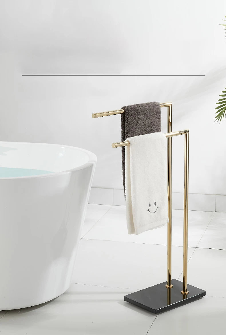 Modern Metal 3 Swivel Arm Towel Holder Rack Black Gold Freestanding Hand Towel Bar