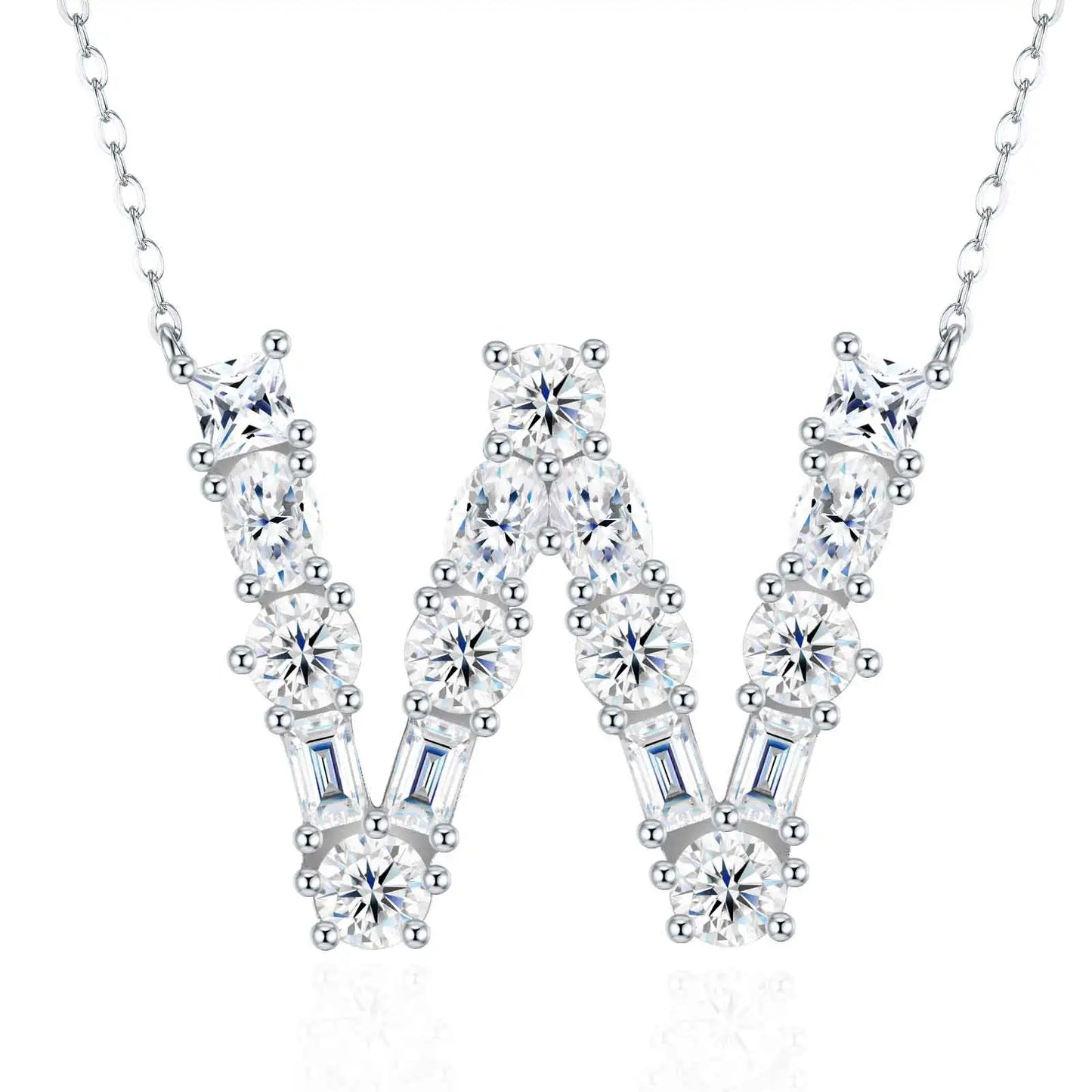 Pass Diamond Tester Letter C Multi Cut VVS Moissanite Necklace 925 Silver Platinum Plated Elegant Fine Jewelry Necklace