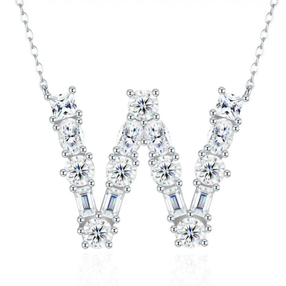 Pass Diamond Tester Letter C Multi Cut VVS Moissanite Necklace 925 Silver Platinum Plated Elegant Fine Jewelry Necklace