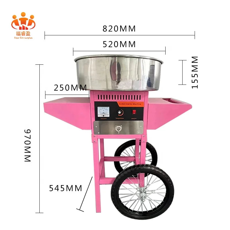 Carnival Party Supplies Candy Floss Making Machines, Popcorn Machines with Cotton Candy Machines, and Sells Wheeled Carts