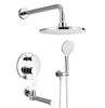 Modern Round Wall Mounted Concealed Rainfall Bathroom Shower Faucet Mixer Kit Set Column System