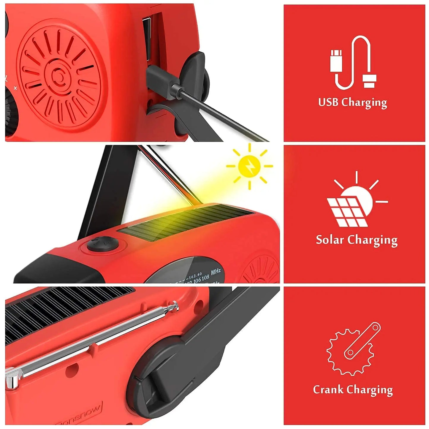 Emergency Hand Crank Radio with LED Flashlight, AM/FM NOAA Portable Weather Radio 2000mAh Power Bank Phone Charger for Camping