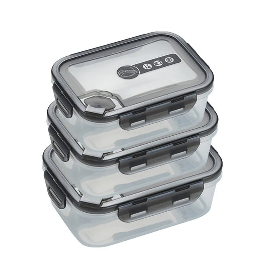Factory Custom logo Microwaveable Crisper Set Airtight Meal Prep Bento Salad Box Plastic Food Storage Container with Snap Lock