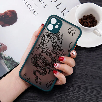 Fashion Purple Dragon Animal Pattern Phone Case For iPhone 16 15 14 13 12 11 Pro Max Mini SE 7 8 Plus Cover Glossy Hard Coque