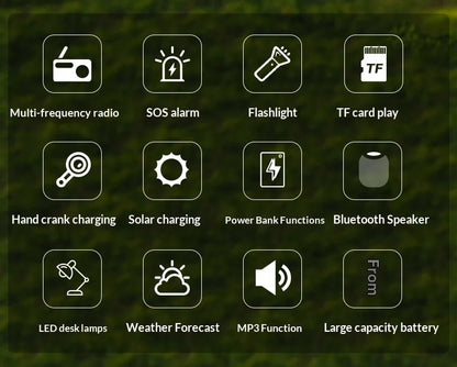 4000mAh Weather Emergency AM/FM Radio Noodradio Emergency Hand Crank Solar Charging Flashlight Survival Kit Gear Electronics