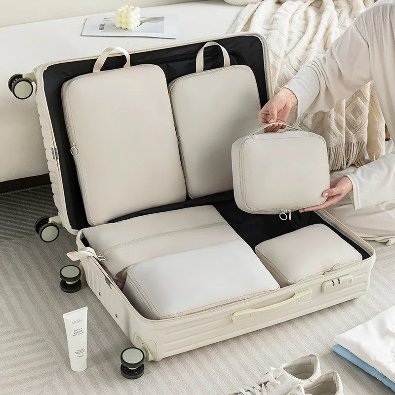 Factory 6 Pieces of Sets Portable Clothes Pouch Travel Bag Set Suitcase Organizers Packing Cubes Luggage Organizer for Travel