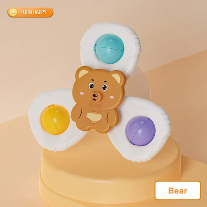 Cartoon suction cups for babies table fun spinning tops Children baby soothing toy Fidgety spinner grip training  Splashing toy