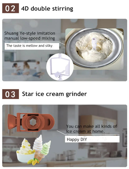 Automatic Bench Top Simple Operation Large Capacity Mini Soft Ice Cream Machine for Home DIY Ice Cream Machine Manual
