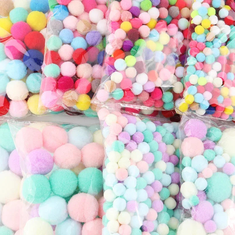 Mini Pompom Mixed Soft Round Pompones Balls Fluffy Pom Pom for Kids DIY Garment Handcraft Craft Supplies 8/10/15/20/25/30mm