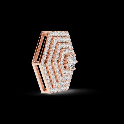 Gold Plated Hexagon Pave Diamond Pendant with Link Chain Brilliant Luxury Engagement & Wedding Anniversary Jewelry