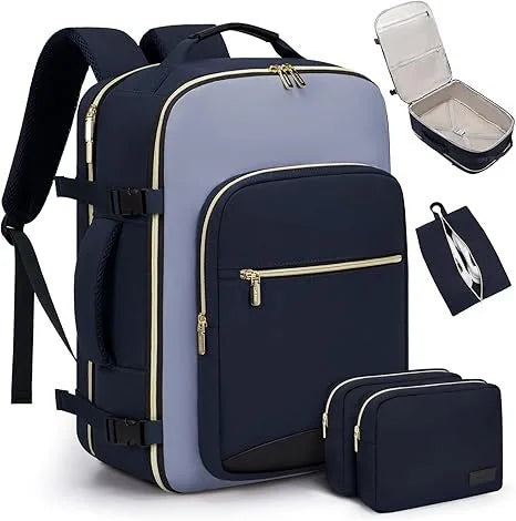 Cross-Border Color-Block Multi-Piece Set Oxford Waterproof Backpack Large Capacity for Business Trip Carry-On Luggage Laptop
