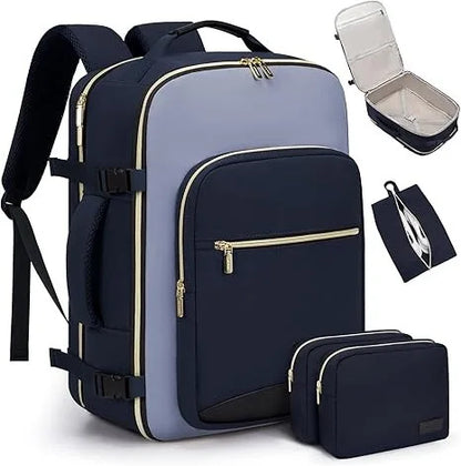 Cross-Border Color-Block Multi-Piece Set Oxford Waterproof Backpack Large Capacity for Business Trip Carry-On Luggage Laptop