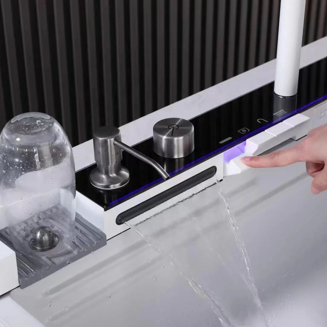 Kitchen Sink Tap White Smart,sink Kitchen Smart White Large,deck-mounted Kitchen Faucet for Kitchen Sink 304 Single Bowl Kitchen