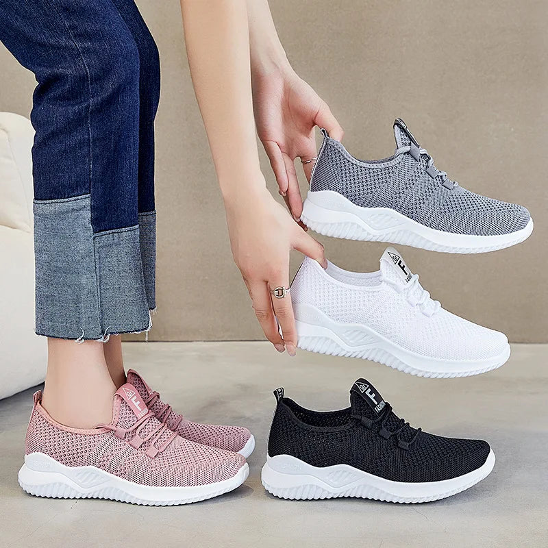Women's Fashion Casual Sport Walking Sneakers Wholesale New Styles Disposable Breathable Flexible Tennis Shoes for Ladies