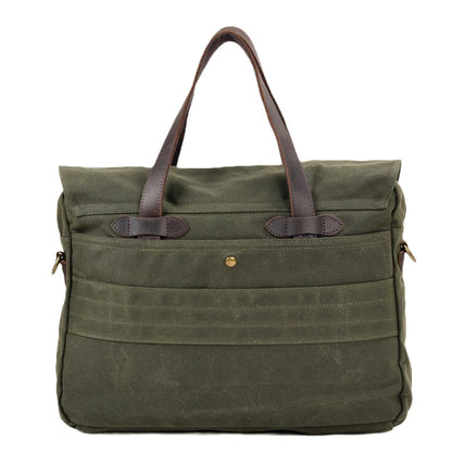 Soft Batik Canvas Men's Business Briefcase 15.6 Inch Computer Bag Retro Casual Handheld Shoulder Crossbody Bag