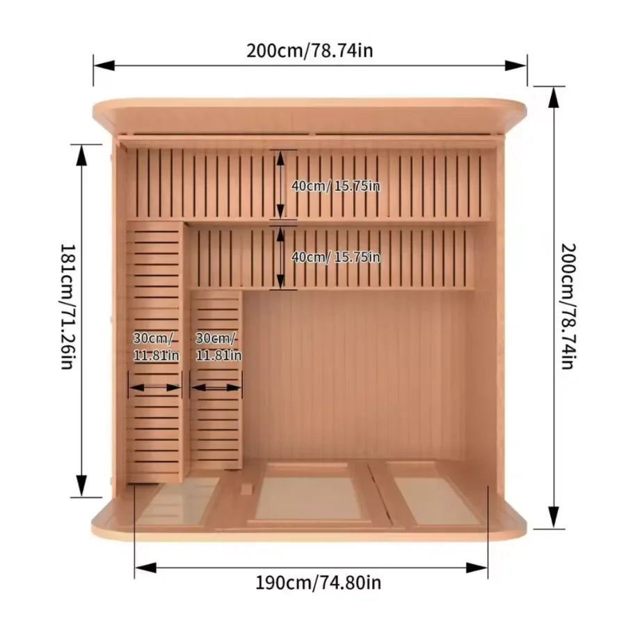 Beautiful Modern Design Canada Red Cedar Sauna Wood Large Outdoor Sauna Dry Sauna with Double-Layer L-Shaped Bench