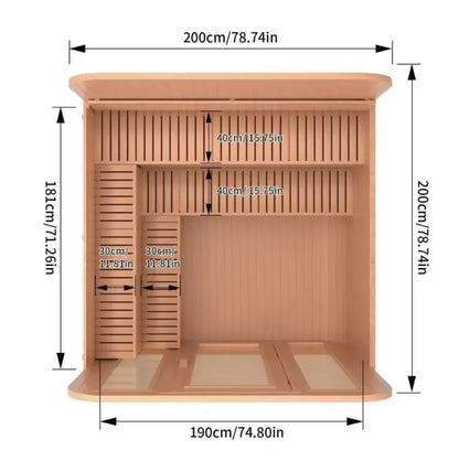 Beautiful Modern Design Canada Red Cedar Sauna Wood Large Outdoor Sauna Dry Sauna with Double-Layer L-Shaped Bench