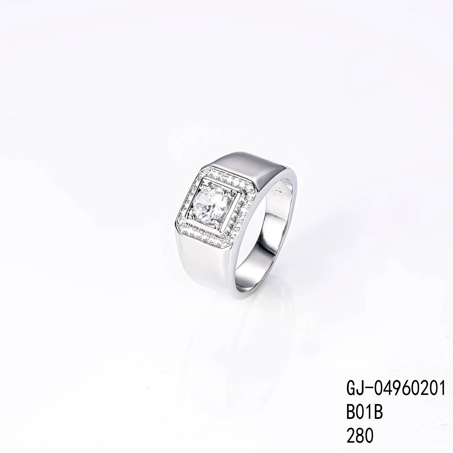 CM Jewelry Wholesale Classic Fashion High Quality Brass Zircon Gemstone Men Man Boys Glossy White Gold Plating Men's Rings