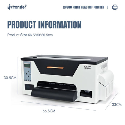 Fast Printing DTF Printer XP600 White Ink Circulation PET Film Print T Shirt Heat Transfer Machine Desktop A3 DTF Printer