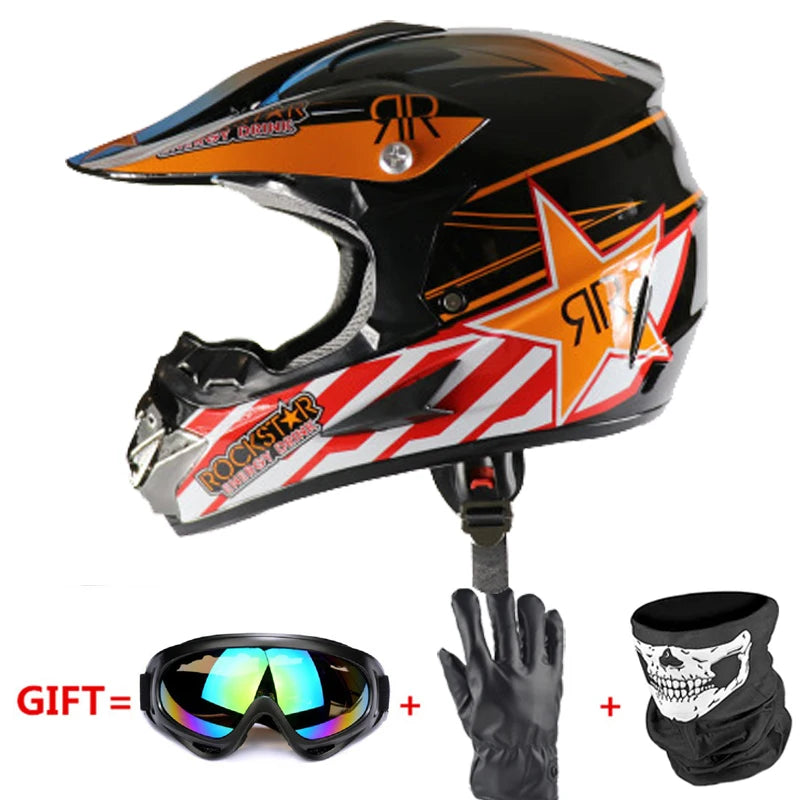 Professional Racing Casco Moto Off Road Helmet ATV Dirt Bike Downhill MTB DH Capacete Motocross Helmet With Mask Gloves Glasses