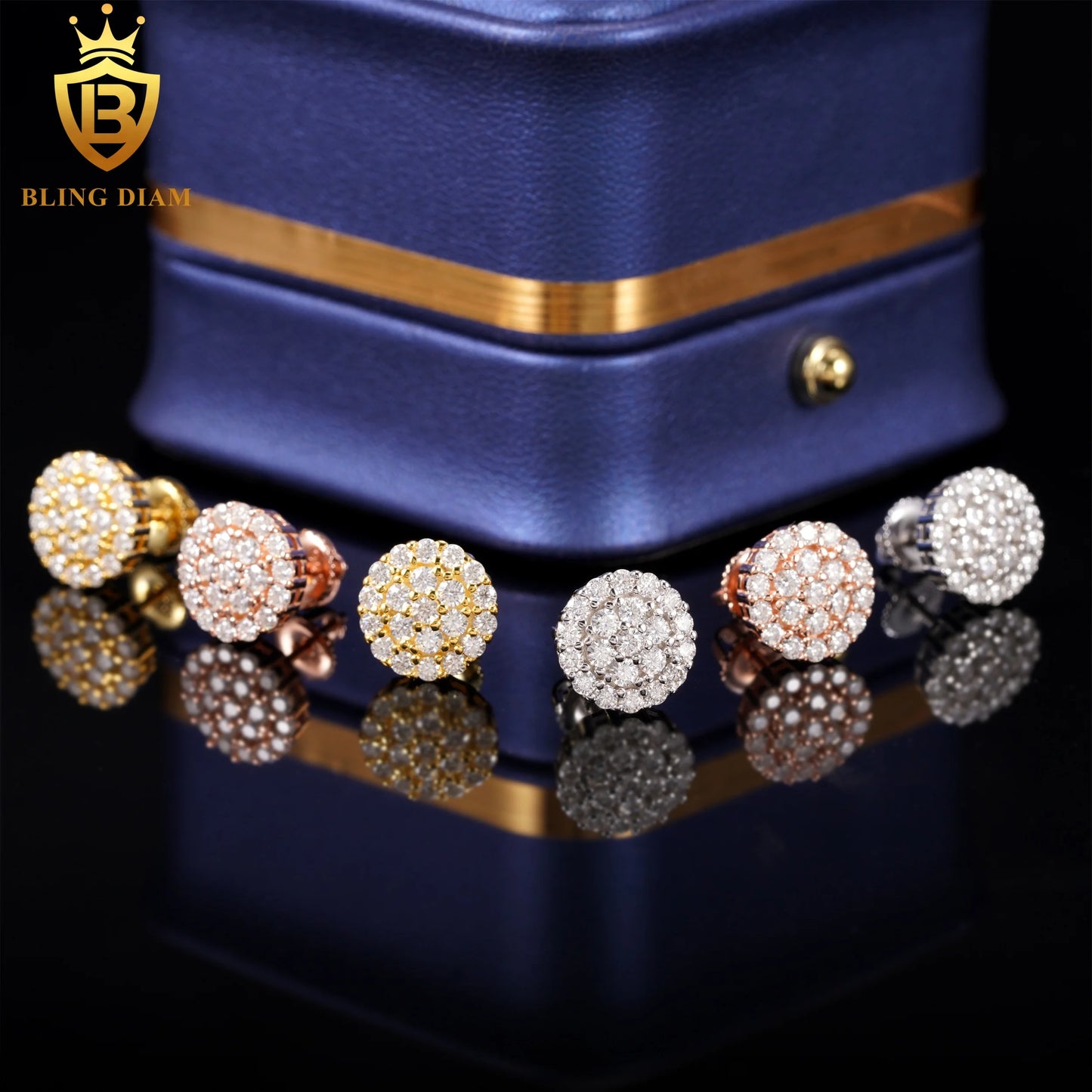 Factory Direct Fine Jewelry 925 Silver Earrings Iced Out Vvs Moissanite Earring Diamond  Stud Earring Men Women