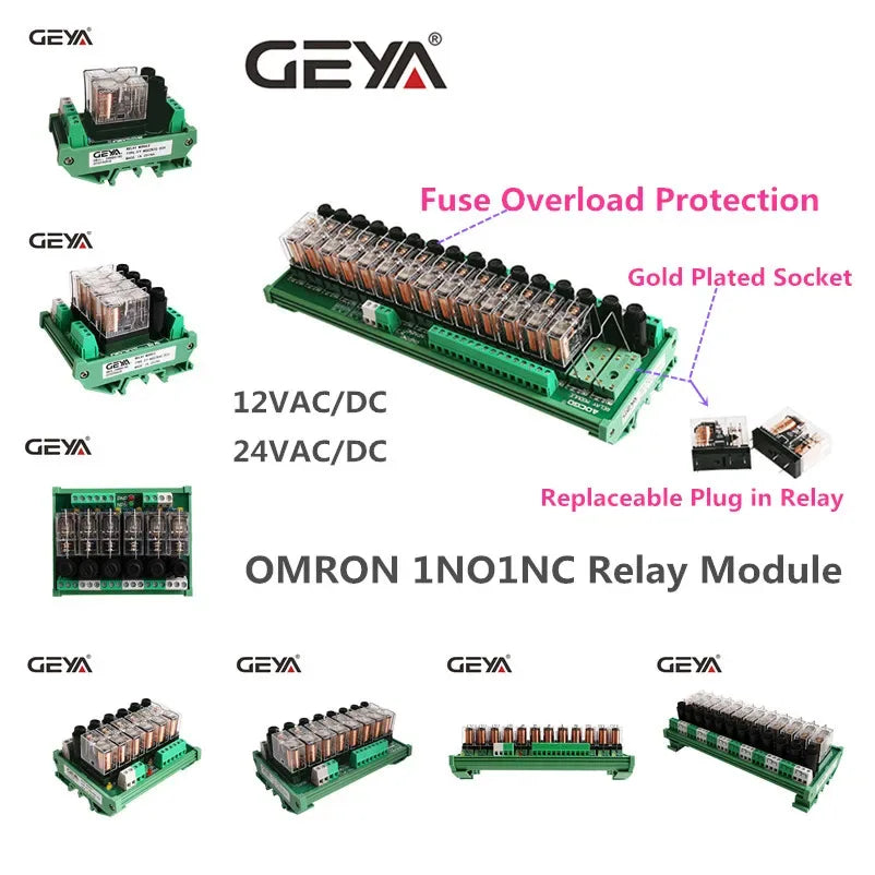 1PCS GEYA 6.2mm Slim Relay Module 41F Integrated PCB Mount Power Relay 12VACDC 24VACDC 48VACDC 110VAC 230VAC