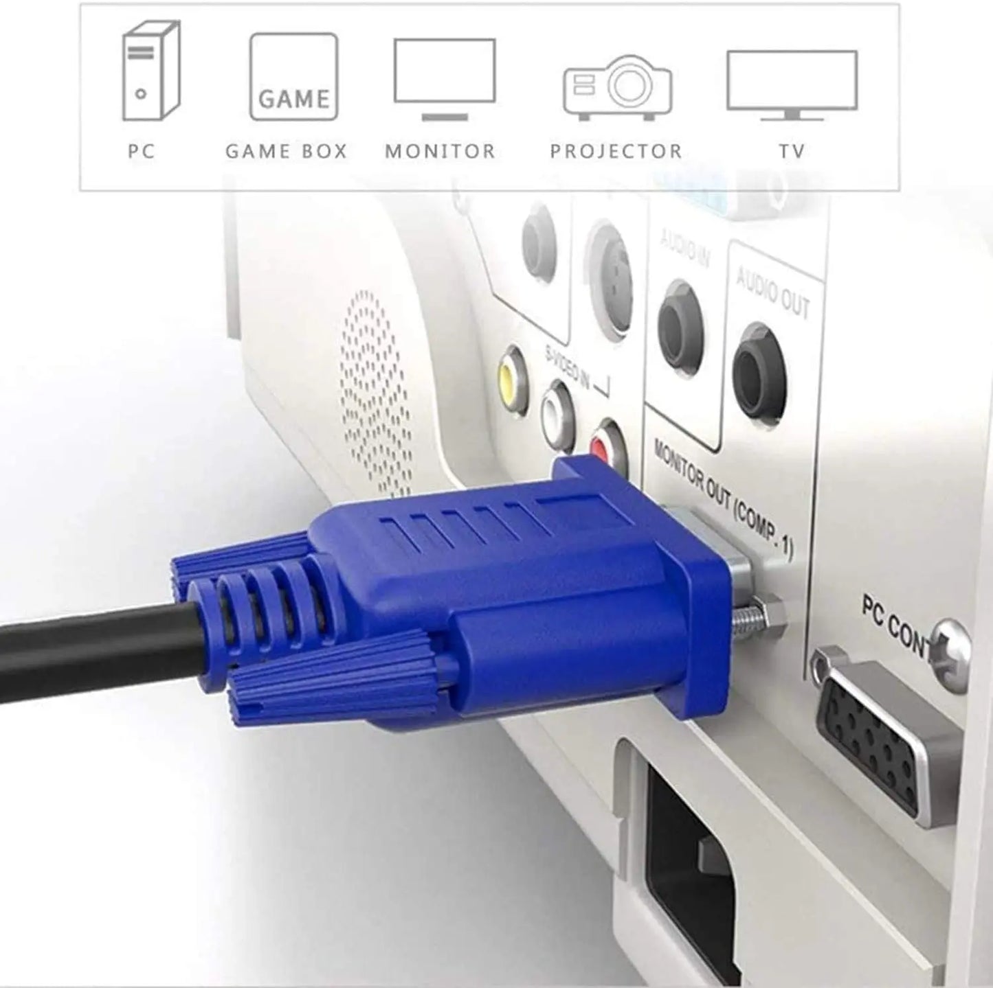 HD15 Male Male VGA Monitor Cable TV Computer Projector PVC Jacket Braid 5mm Stock Availability Home Theater DVD Player Audio
