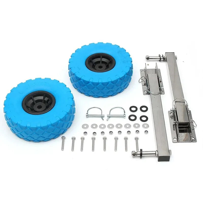 Dinghy Wheels Folding Flip-up Inflatable Boat Kayak Canoe Launching Wheels Stainless Steel Trailer Dolly Towing Cart