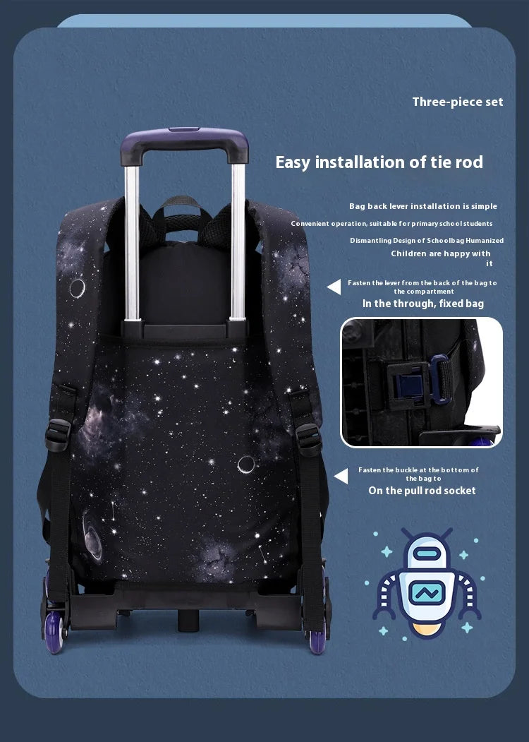 Japanese Korean Student Backpack Large Capacity Multi-Layer Breathable Design Waterproof Stylish Trolley for Stair Climbing