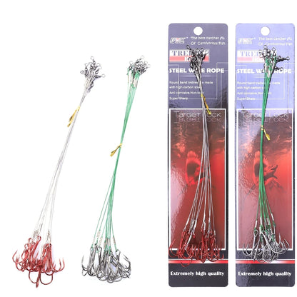 FTK Steel Fishing Line Accessory Tools with Anti-Bite Feature Wire Leader Treble Hooks Lead Core Leash for River Fishing