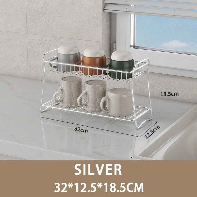Multifunctional Countertop Stand Stainless Steel Home Storage Rack Mug Cosmetic Spice Organizer for Bathroom Kitchen Livingroom