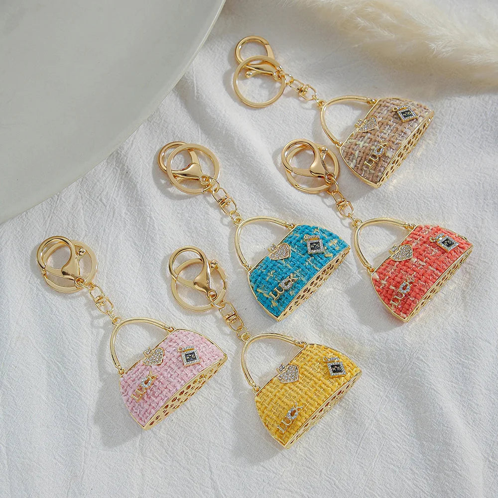 Fashion Luxury Bag Accessory Purse Bag Charm Bling Rhinestone  Car Key Chain Handbag Crystal Keyring Designer Keychains