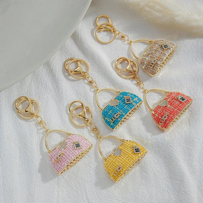 Fashion Luxury Bag Accessory Purse Bag Charm Bling Rhinestone  Car Key Chain Handbag Crystal Keyring Designer Keychains
