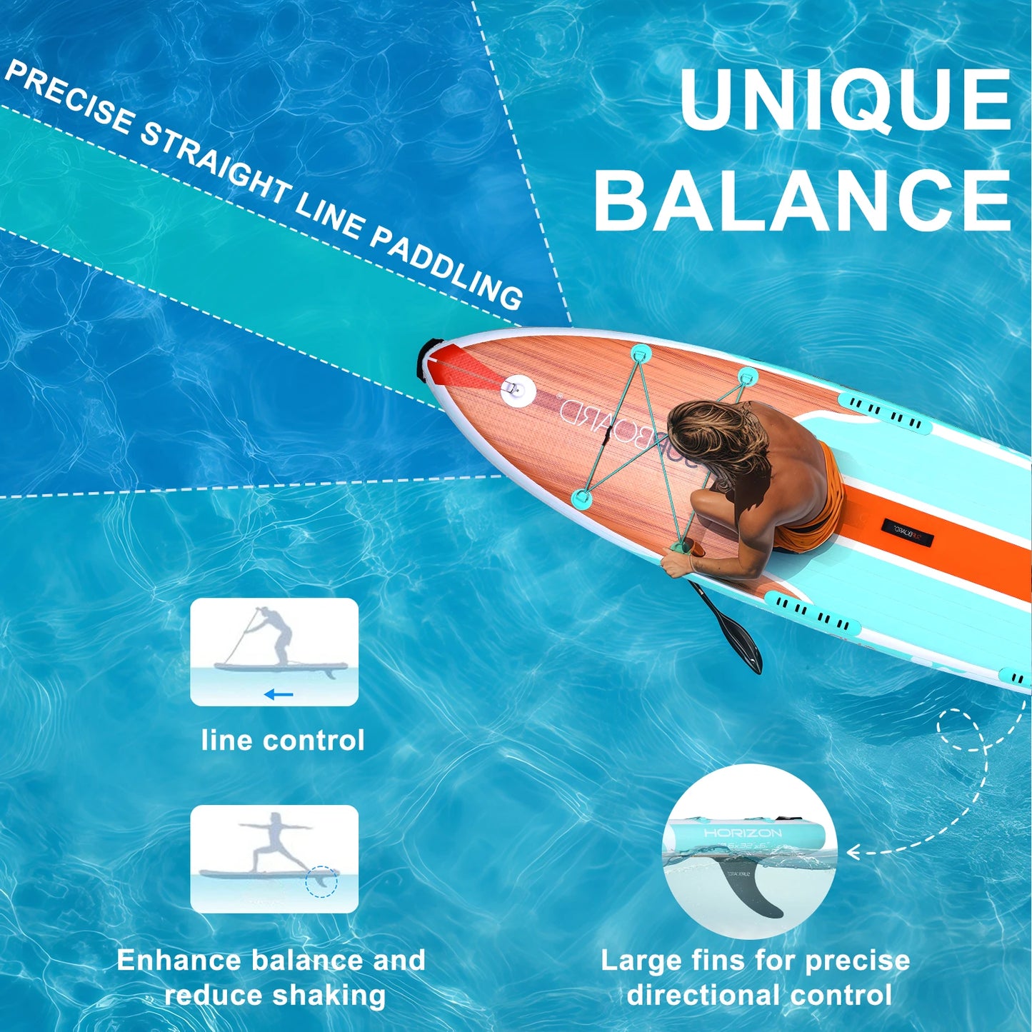CE Certified Inflatable Stand up Paddle Board with Heavy Duty EVA Deck Pad for Ocean Waters and Lake Recreation Activities