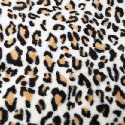 Custom Leopard Print Plush Knitted 100% Polyester Heavyweight Wind Proof Faux Fur Fabric High Quality Sewing Garment Girls Bag