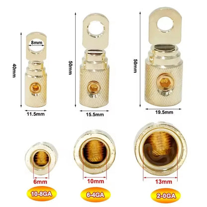 O-Type Gold-Plated Pure Copper Car Audio Crimp Terminal Modified Wire Power Supply Input Reducer Car Audio Amp Terminal Block