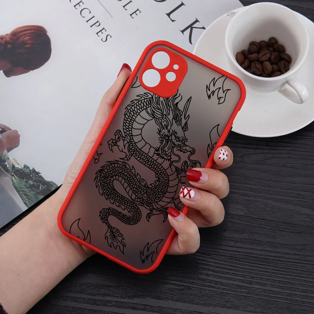 Fashion Purple Dragon Animal Pattern Phone Case For iPhone 16 15 14 13 12 11 Pro Max Mini SE 7 8 Plus Cover Glossy Hard Coque