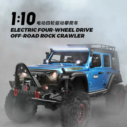 For Adult Hobby RC Off-Road Crawler 1:10 2.4G 4WD LED Lights Dragging RC Truck Brushed Toys Climbing Car